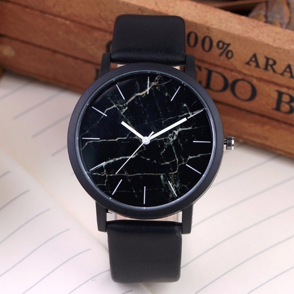 NEW Marble Unisex Leather Strap Watch - Picture 2 of 8